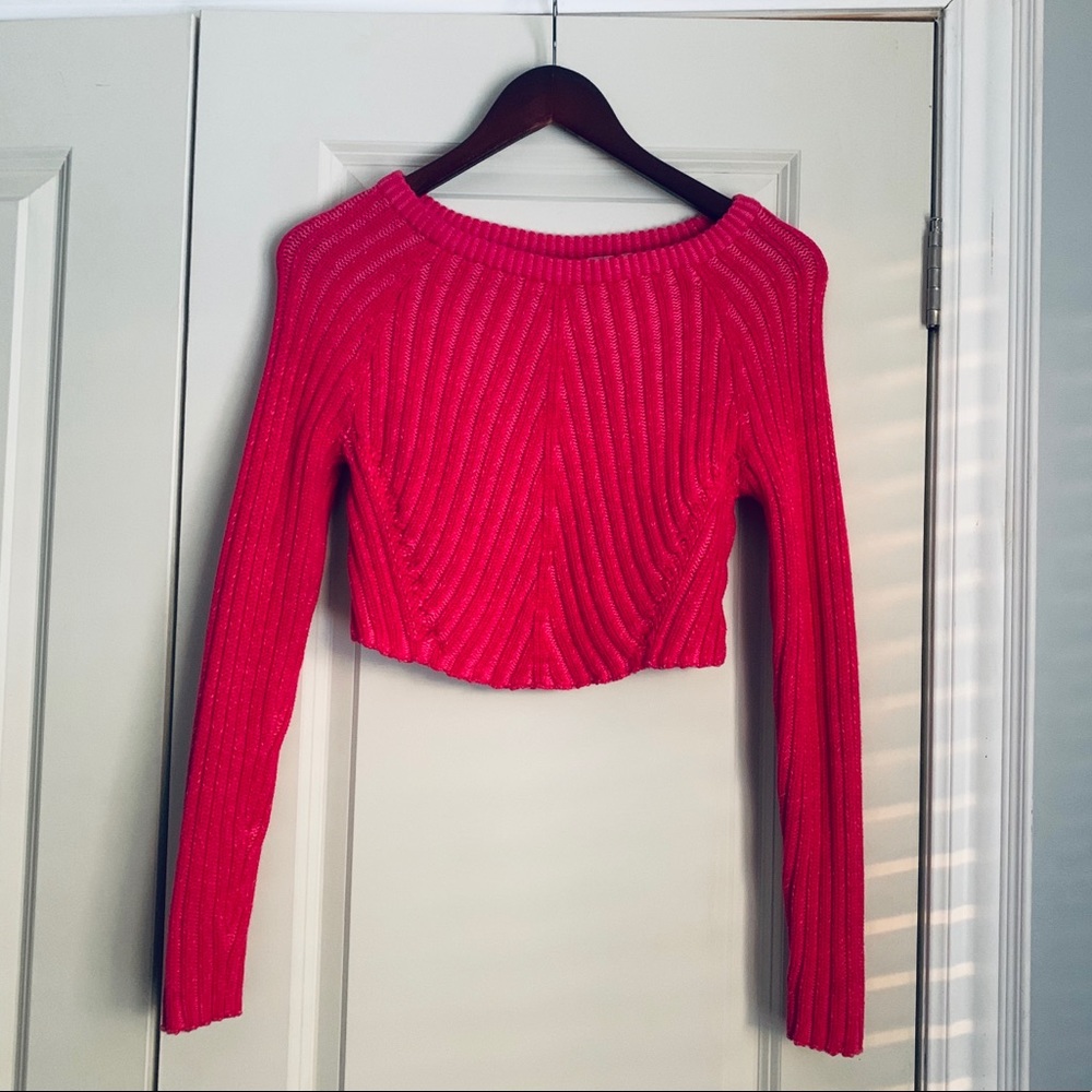 Pink Cropped Sweater (NWOT)